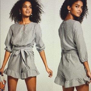 Who What Wear Striped Ruffle Romper